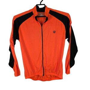 Mens Canari Orange & Black Cycling Jacket Full Zip Back Pockets Polyester XL
